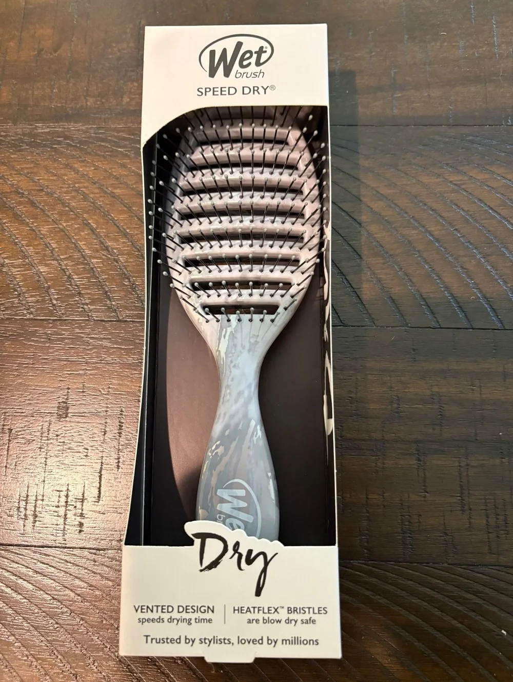 Wet Brush Speed Dry Vented Hair Brush Gray Marble HeatFlex Blow Dry NEW